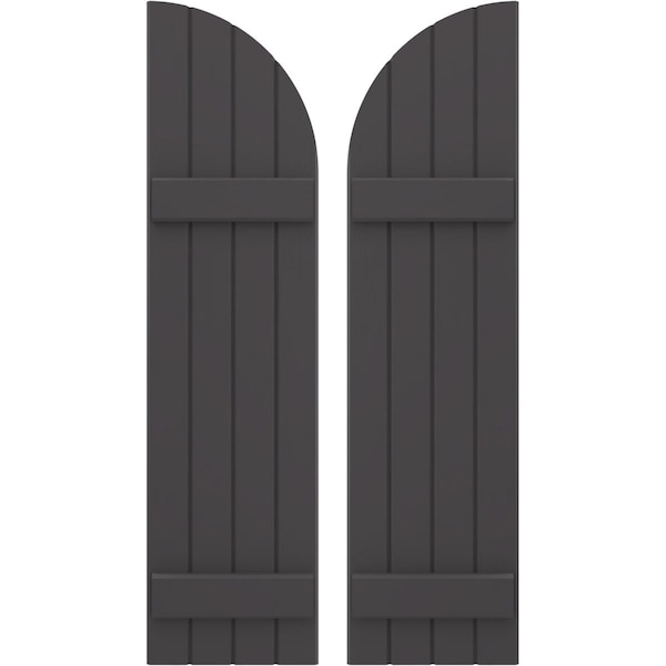 Ekena Millwork Americraft 4-Board (2 Batten) Wood Joined Board-n-Batten Shutters w/ Arch Top, ARW101BQ414X77SMH, PR ARW101BQ414X77SMH - main